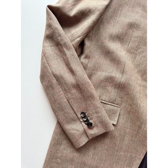 Men's CLUB MONACO Grant Fit Brown Wool Linen Blend Sport Coat Blazer, Size 42L - Picture 9 of 16